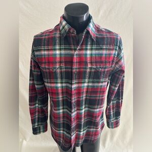 Polo Ralph Lauren Flannel Shirt Men’s Med Pearl Snaps Elbow Patches Long Sleeve